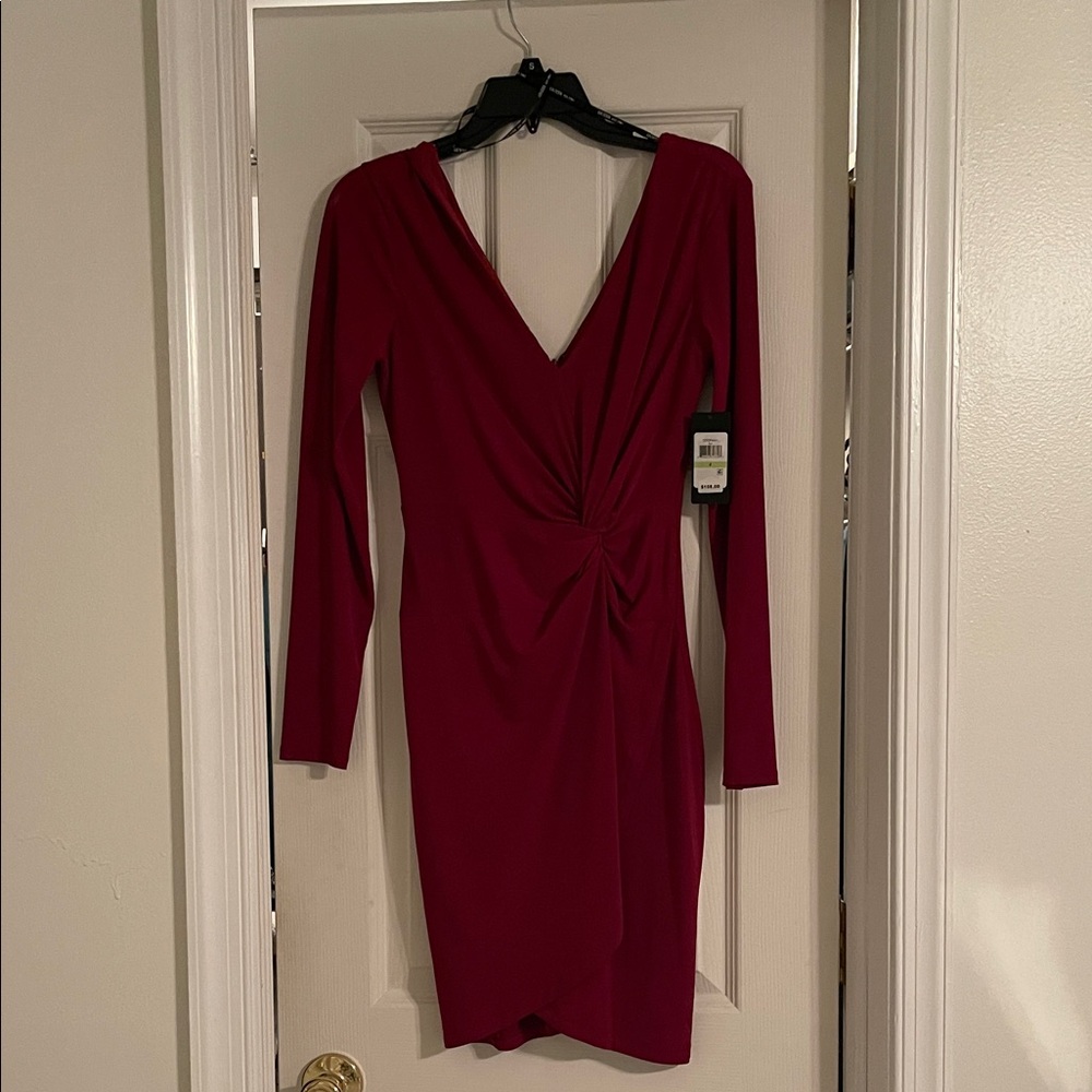 Guess Burgundy Long Sleeve Dress